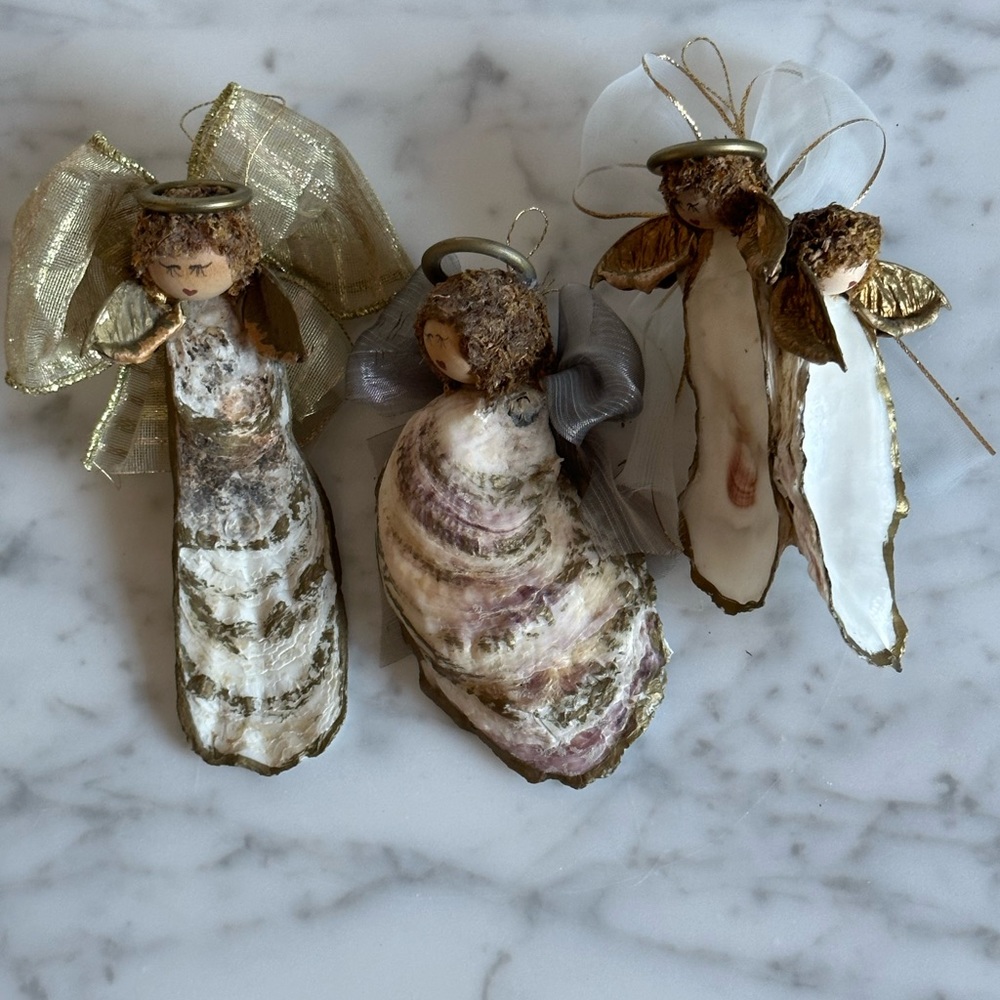 Vintage Seashell Angels Christmas Ornaments
